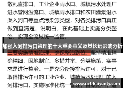 加强入河排污口管理的十大重要意义及其长远影响分析